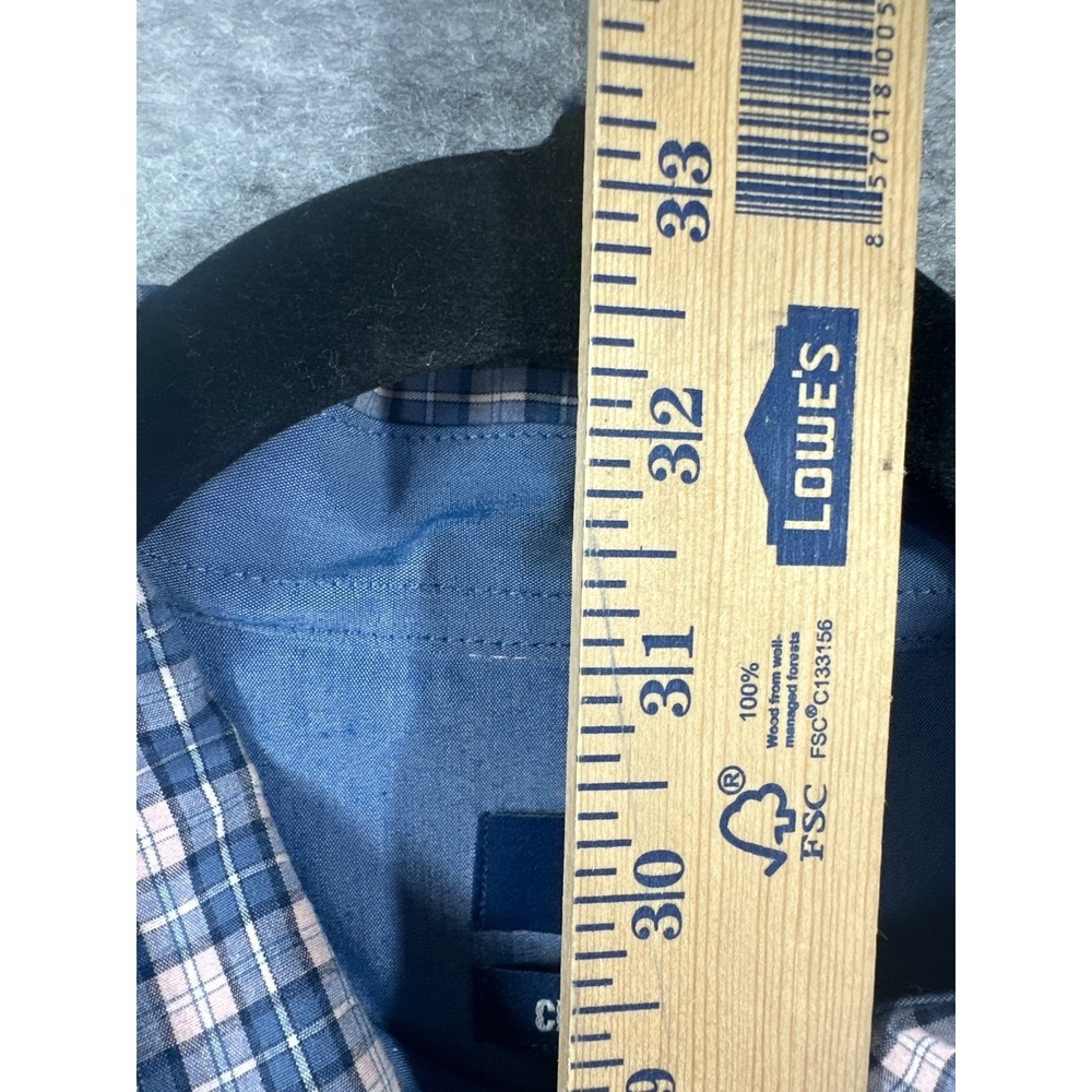 George Mens XL Classic Fit Button-Down Shirt Blue/Pink Plaid Wrinkle Resistant - Picture 7 of 8